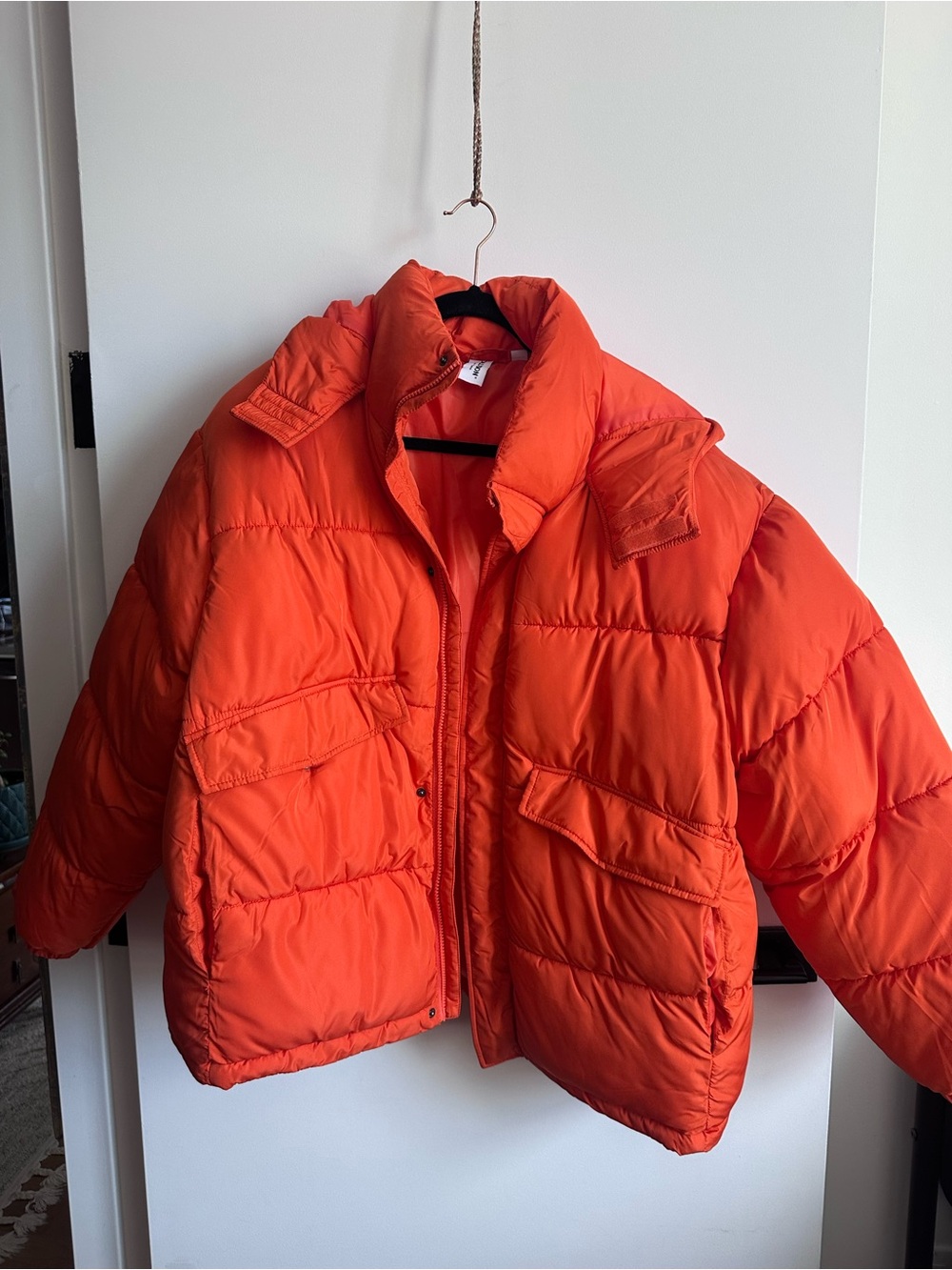 Men's Bright Orange Puffer Jacket - Insulated Winter Coat